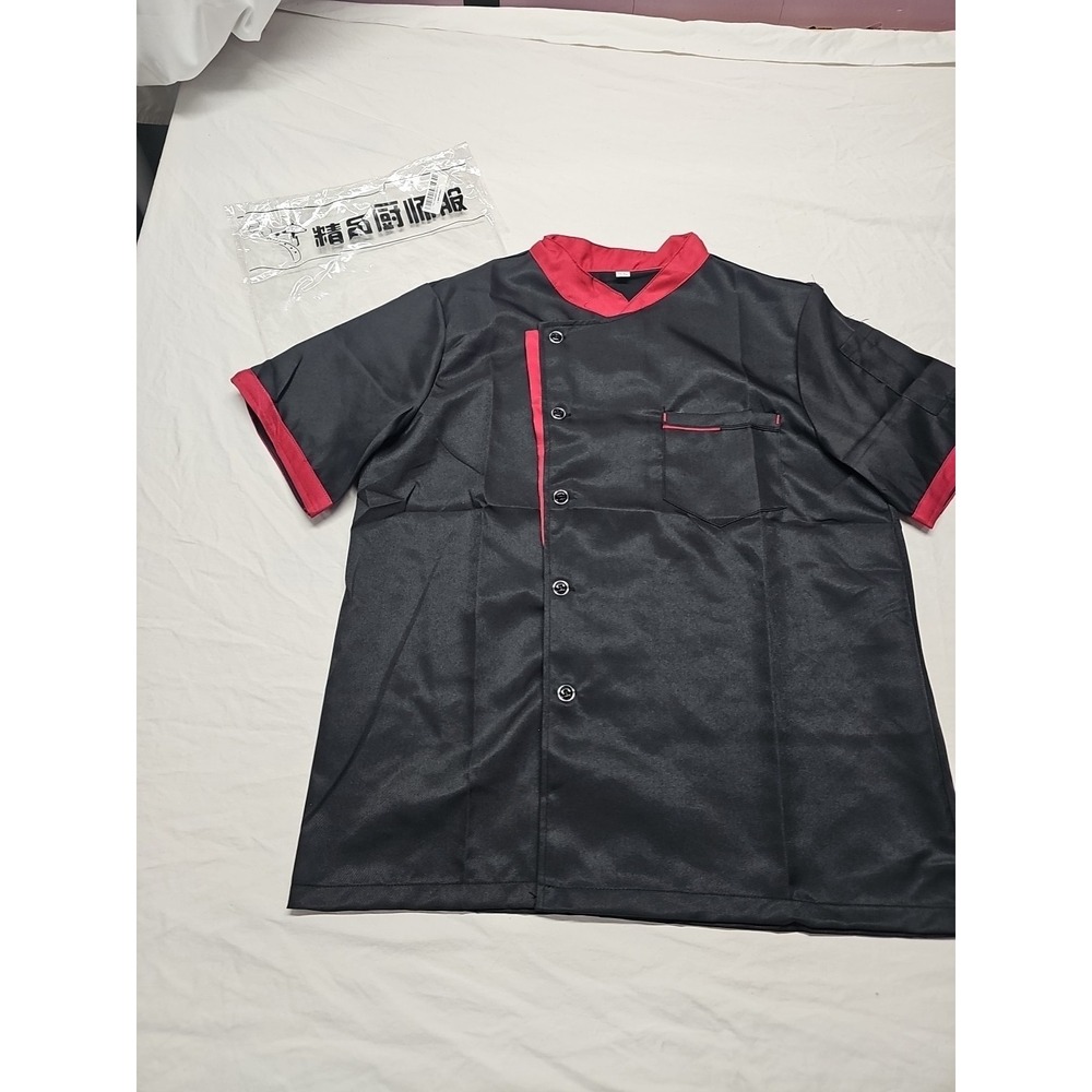 Unisex Chef Coat Cook Black Jacket Restaurant Kitchen Workwear Uniform‎ Shirt L - Picture 3 of 16